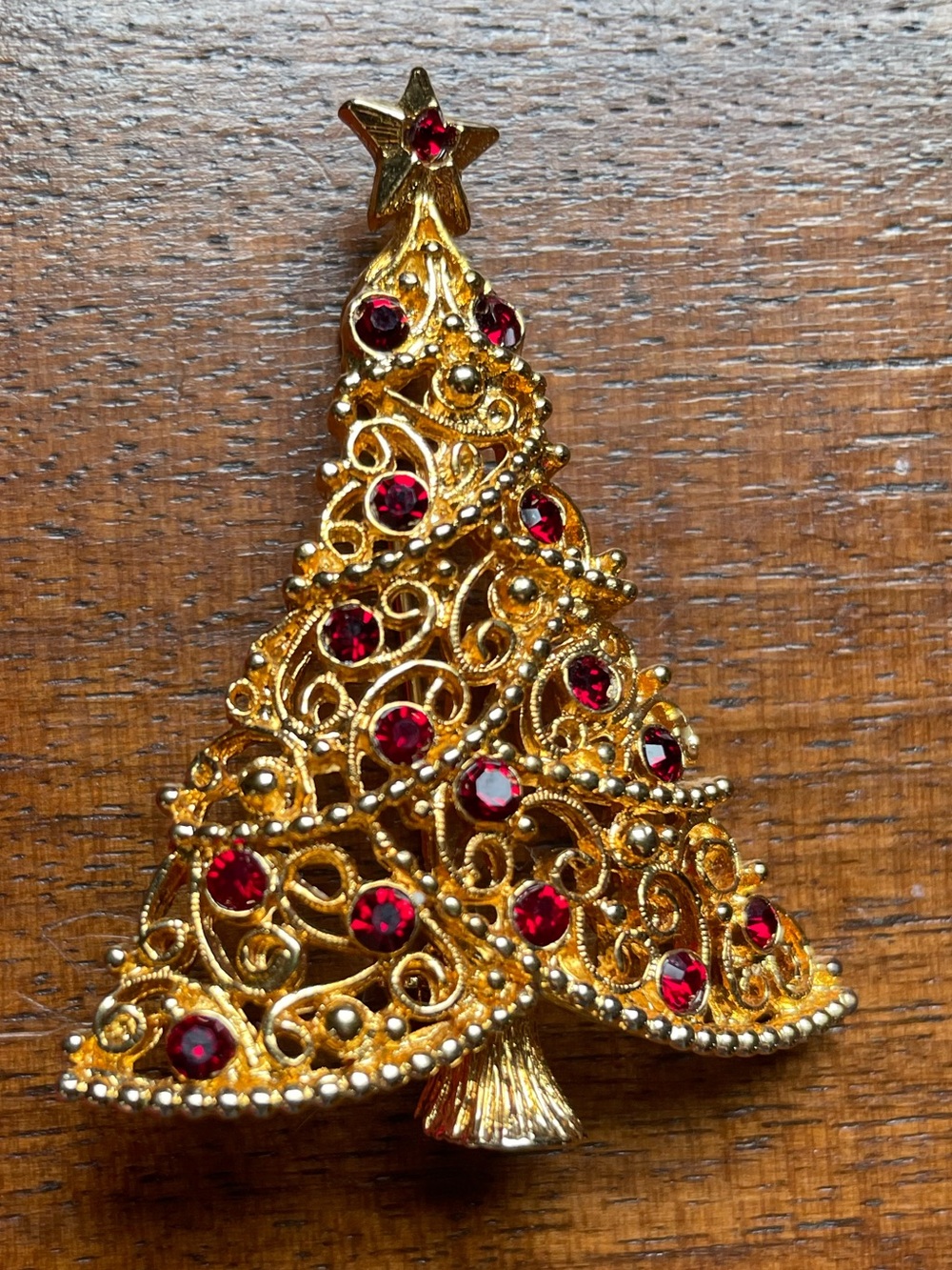 Vintage Christmas Tree Rhinestone Brooch